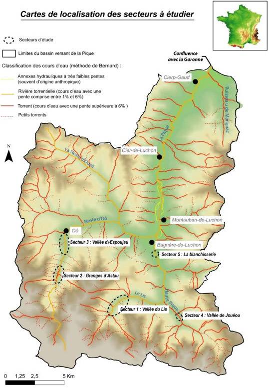 carte des secteurs concernés par la restauration des zones inondables