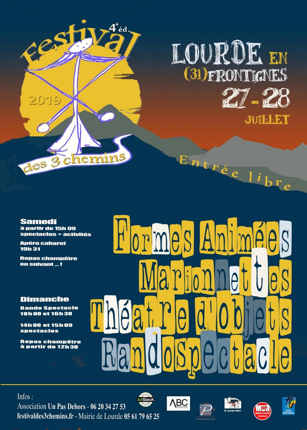 Rendez-vous les 27 et 28 juillet 2019 à Lourde pour la 4ème édition du Festival des 3 chemins.