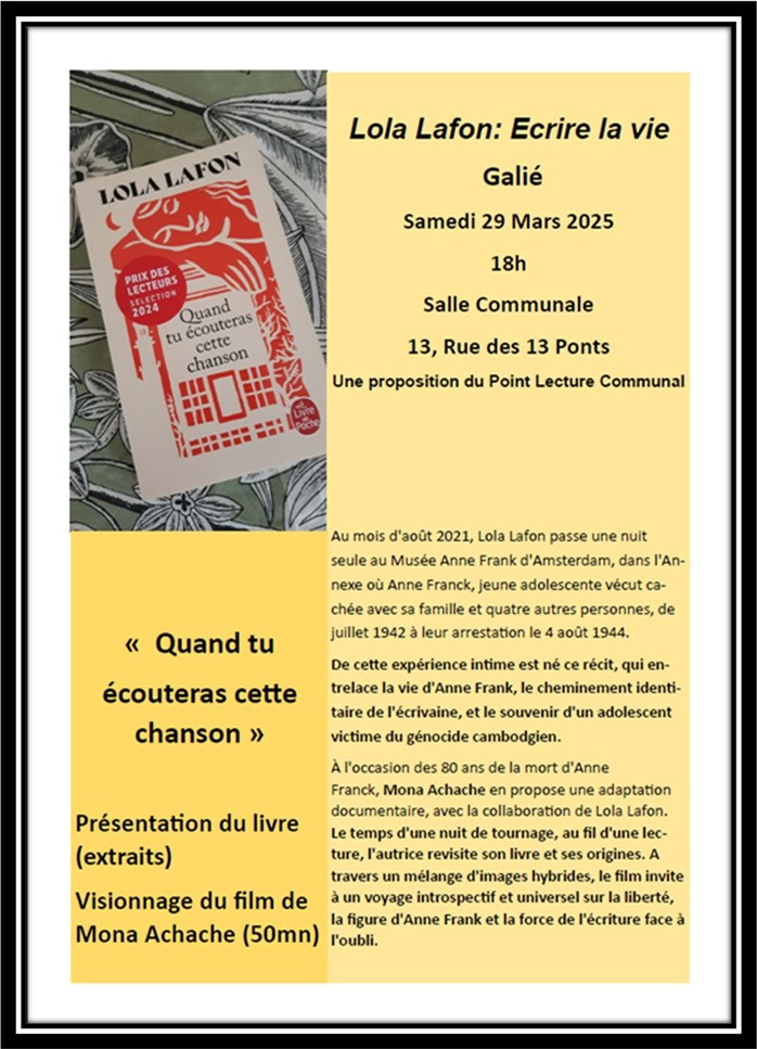 Lecture et visionnage film « Quand tu écouteras cette chanson »